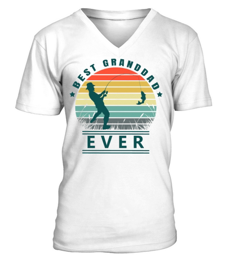 Best granddad ever fishing grandpa V-Neck T-shirt