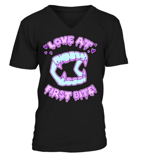 Love At First Bite Pastel Candy Goth Vamp Teeth V-Neck T-shirt