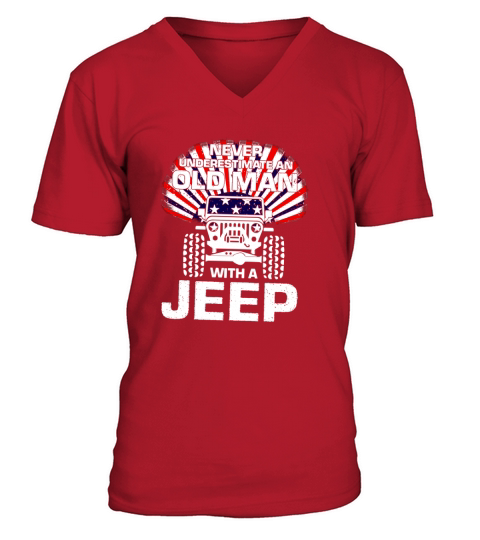Never underestimate an old man WITH A JEEP V-Neck T-shirt
