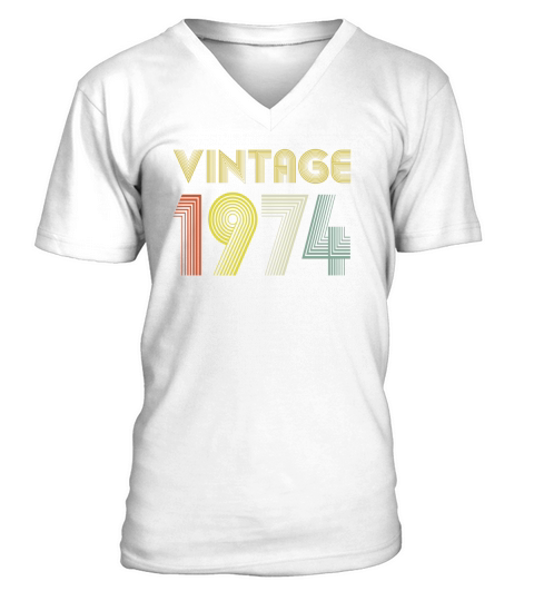 Vintage 1974 46th Happy Birthday V-Neck T-shirt