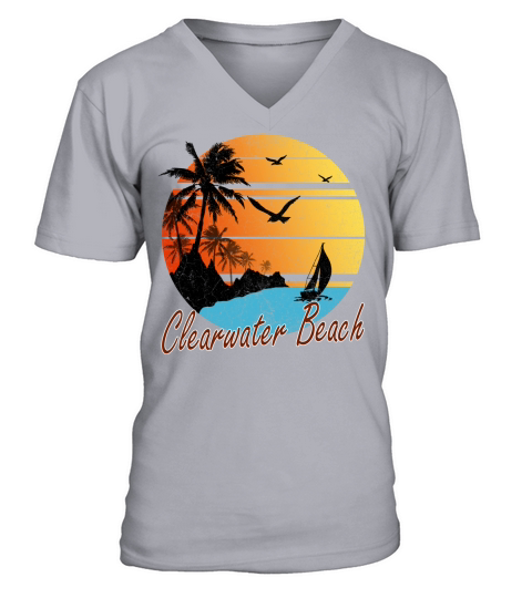 Vintage Clearwater Beach Summer Gift 2020 V-Neck T-shirt
