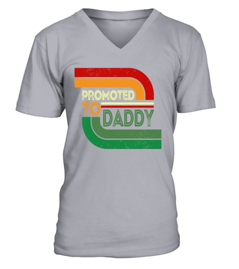Vintage Promoted To Daddy Dad Dads Day Fathers Day V-Neck T-shirt