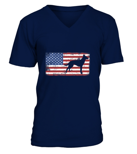 Vintage Retro American Flag Dutch Shepherd shirt V-Neck T-shirt