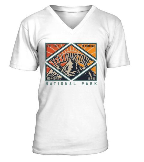 Yellowstone National Park Hiking Camping V-Neck T-shirt