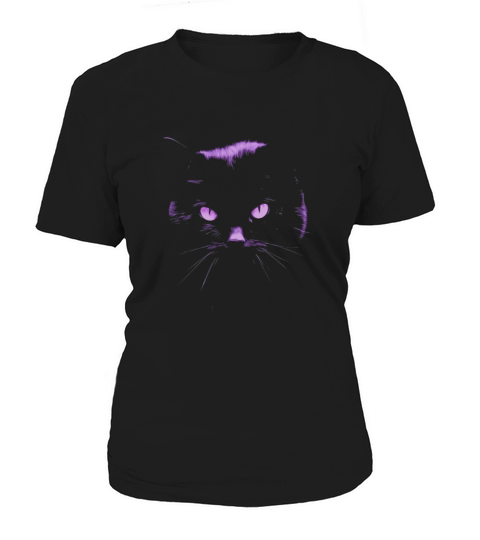 Black Cat Halloween T Shirt_ In Purple Light Women's T-Shirt