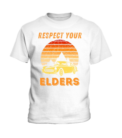 Respect Your Elders Vintage Sunset Classic Car Kids T-Shirt