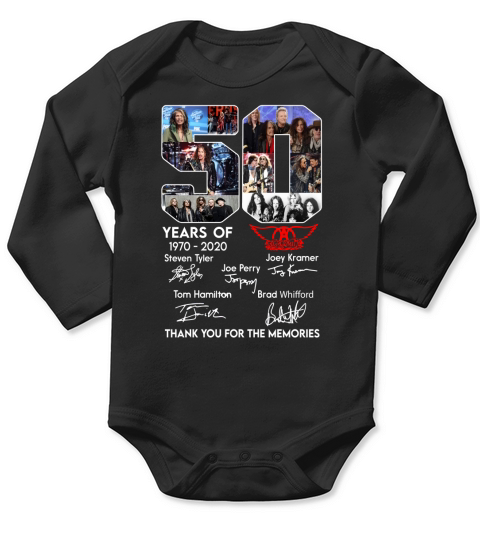 50 years of aerosmith 1970 2020 signatures thank you for the memories Long Sleeve Baby One-Piece