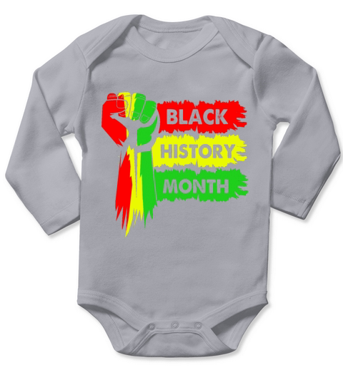 Black History Month Hand Fist Long Sleeve Baby One-Piece