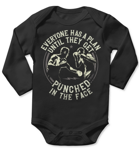 Boxing Vintage Everyone Has A Plan Long Sleeve Baby One-Piece