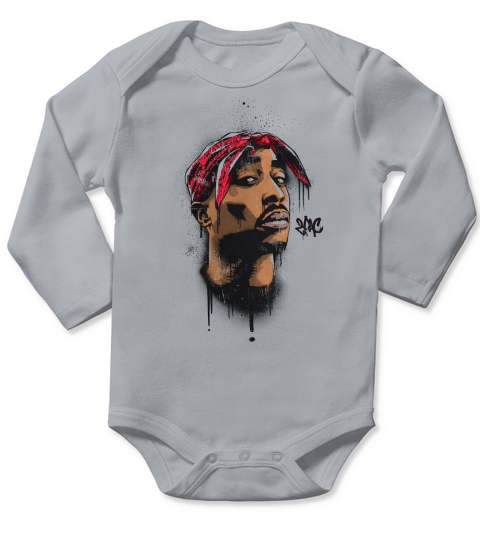 Cool 2PAC Tupac Shakur 3D Hip Hop Rapper  - Baby Onesie Long Sleeve Baby One-Piece