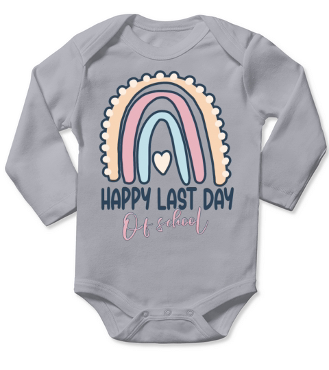 Happy Last Day Of School - Rainbow Heart Long Sleeve Baby One-Piece