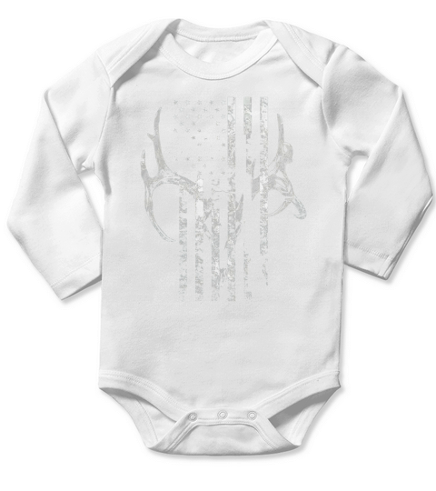 Hunting Deer Skull flag T Shirt Hunters Long Sleeve Baby One-Piece