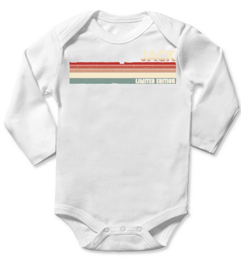 Jack Funny Retro Vintage Name surname 80s 90s Long Sleeve Baby One-Piece