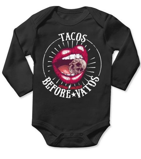 Latina Orgullo Tacos Before Vatos shirt Long Sleeve Baby One-Piece
