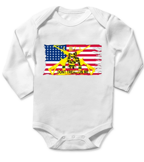 Mens Worn American Flag with Dont Tread On Me Ga Long Sleeve Baby One-Piece
