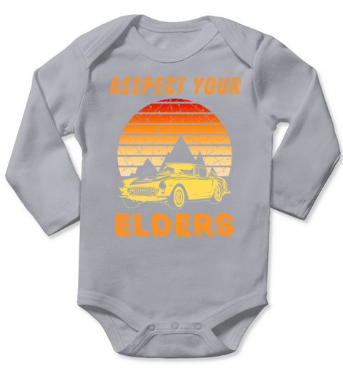 Respect Your Elders Vintage Sunset Classic Car Long Sleeve Baby One-Piece