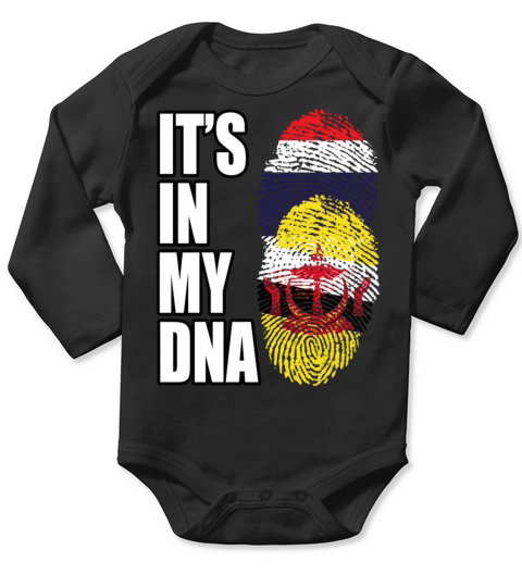 Thai And Bruneian Vintage Heritage DNA Flag Long Sleeve Baby One-Piece