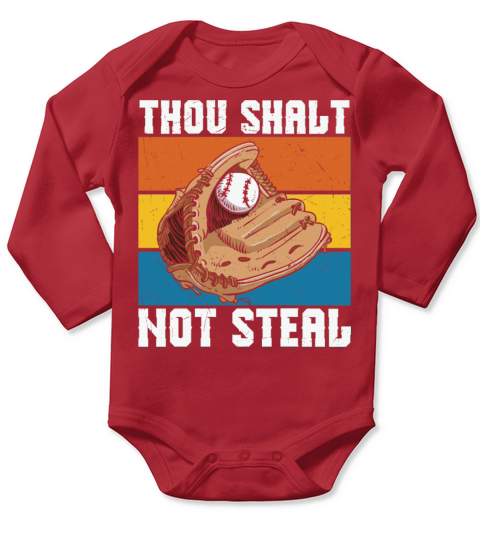 Thou Shalt not Steal Softball Retro Vintage Long Sleeve Baby One-Piece