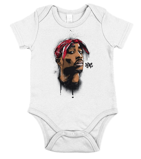 Cool 2PAC Tupac Shakur 3D Hip Hop Rapper  - Baby Onesie Short Sleeve Baby One-Piece