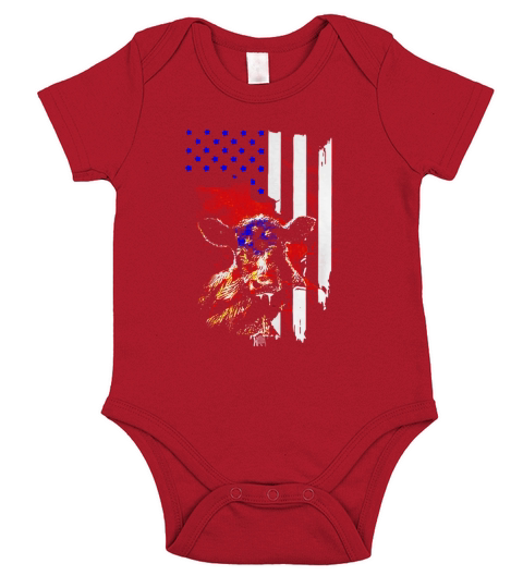 Cow American flag 4th Of July Independence Day shirt Short Sleeve Baby One-Piece