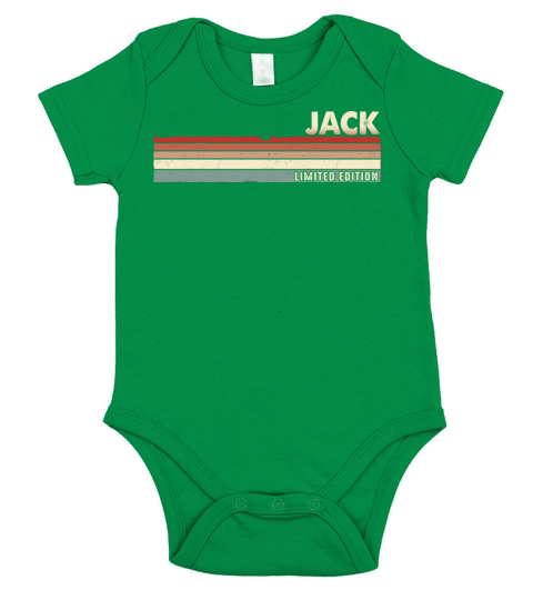 Jack Funny Retro Vintage Name surname 80s 90s Short Sleeve Baby One-Piece