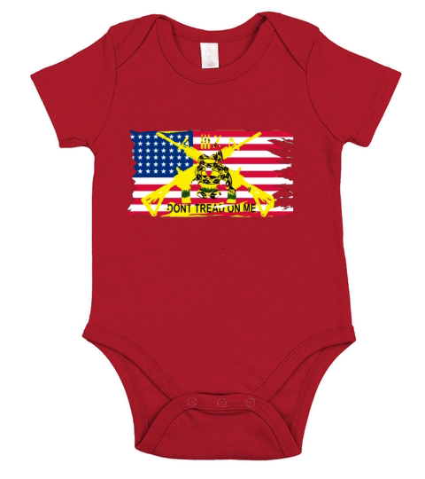 Mens Worn American Flag with Dont Tread On Me Ga Short Sleeve Baby One-Piece