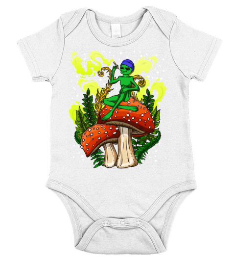 Psycadellic Magic Mushroom Alien LSD Acid Trip Short Sleeve Baby One-Piece