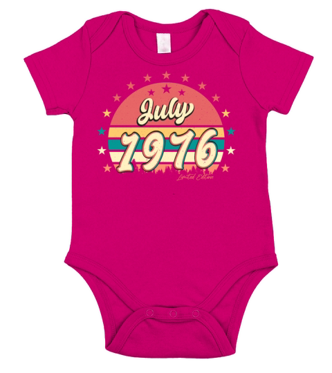 Vintage 1976 July Short Sleeve Baby One-Piece