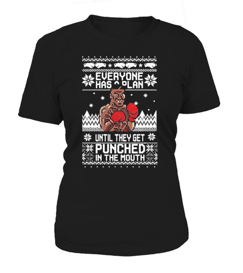 Mike Tyson Punch Everyone Has A Plan Until Ugly Christmas Women's T-Shirt