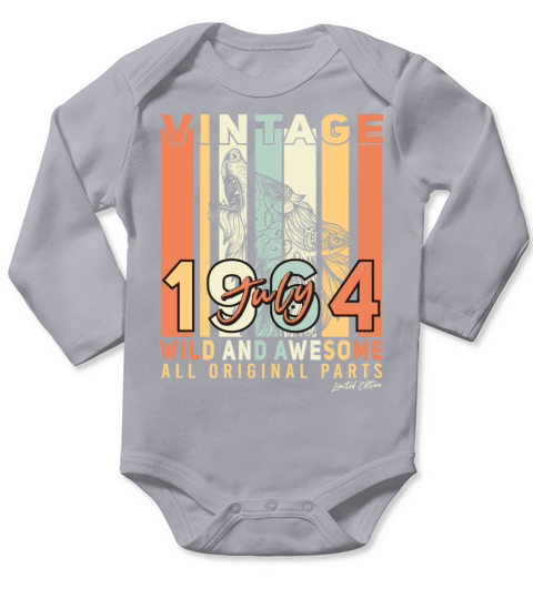 1964 July Vintage Long Sleeve Baby One-Piece