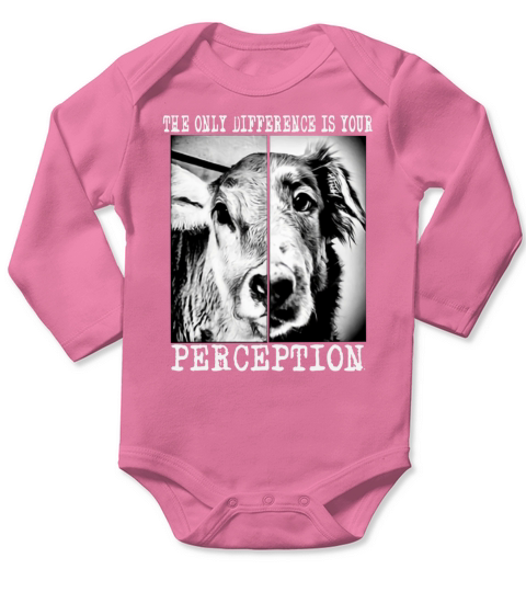 Cow dog The only difference is your perception shirt Long Sleeve Baby One-Piece