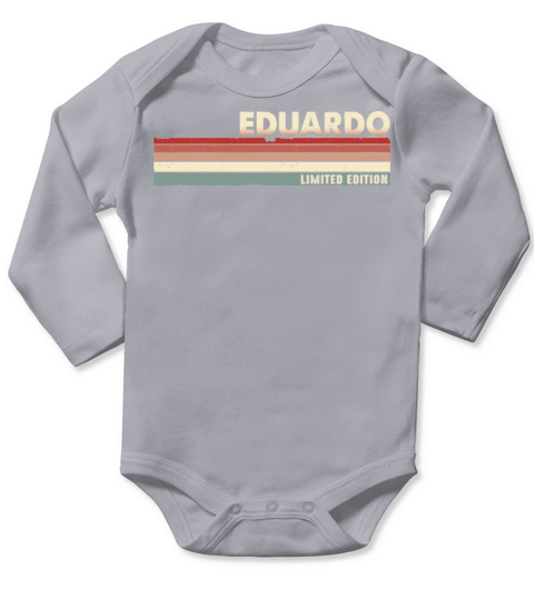 Eduardo Funny Retro Vintage Name Surname 80s 90s Long Sleeve Baby One-Piece