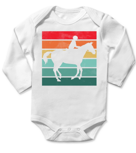 Girls Horse Riding Shirt Vintage Retro Long Sleeve Baby One-Piece