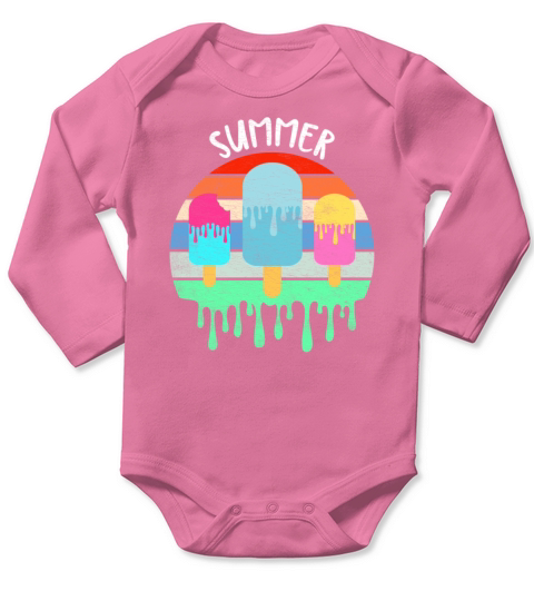 Melting Ice Cream Hot Summer Vacation Retro Vintag Long Sleeve Baby One-Piece