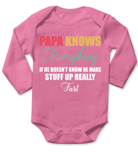 Papa Knows Everything Vintage 60th Funny Fathers Long Sleeve Baby One-Piece