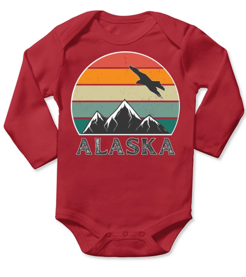Retro Vintage Sunset Alaska Long Sleeve Baby One-Piece