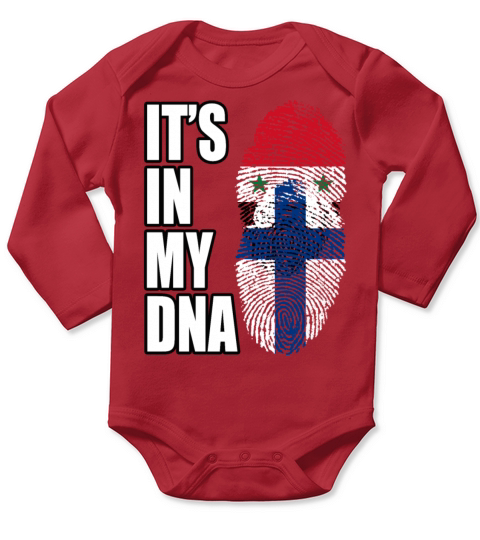 Syrian And Finland Vintage Heritage DNA Flag Long Sleeve Baby One-Piece