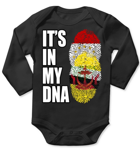 Tajikistani And Bruneian Vintage Heritage DNA Flag Long Sleeve Baby One-Piece