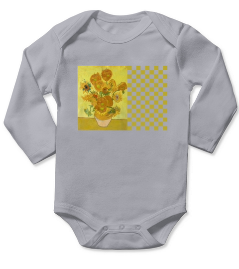 Van Gogh Sunflowers Shirt , 1889 Artwork T Shirt Long Sleeve Baby One-Piece