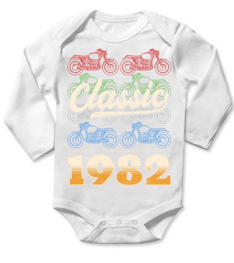 Vintage 1982 Original Parts Motorcycle Rider Long Sleeve Baby One-Piece