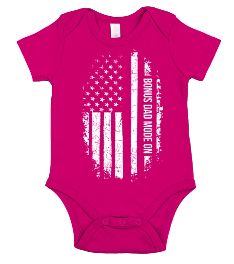 4th of July Quote for a Patriotic Step Dad Short Sleeve Baby One-Piece
