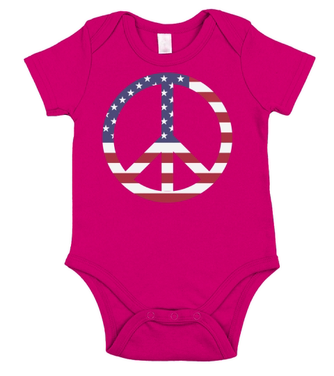 American Flag Peace Sign Short Sleeve Baby One-Piece