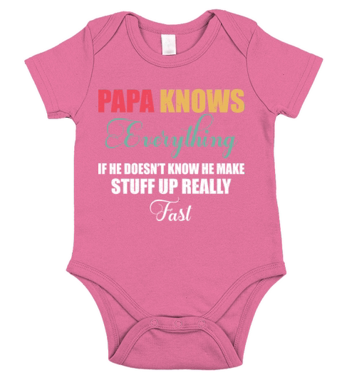 Papa Knows Everything Vintage 60th Funny Fathers Short Sleeve Baby One-Piece
