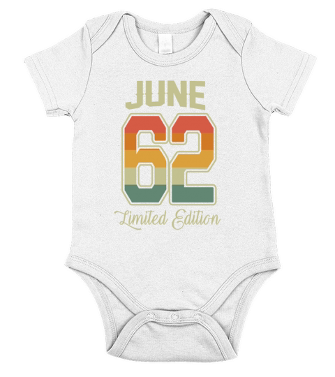 Vintage 60th Birthday June 1962 Sports Gift Short Sleeve Baby One-Piece