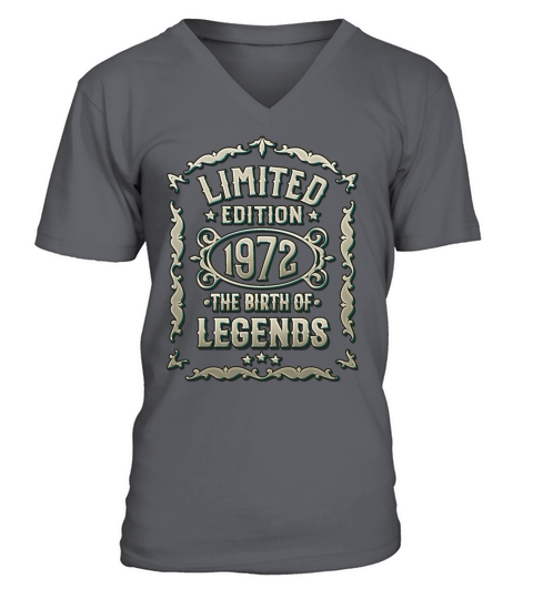 50th Birthday Birth of legends Vintage 1972 V-Neck T-shirt