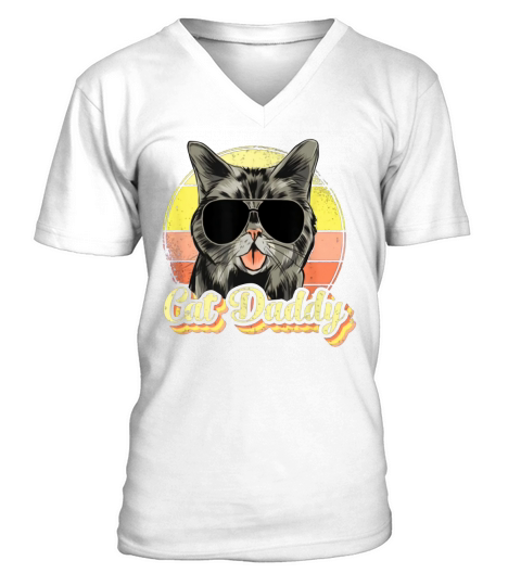 Cat Daddy Cat Lover Vintage Father’s Day shirt V-Neck T-shirt
