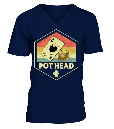 Poker Cards Vintage Retro Pot Head V-Neck T-shirt