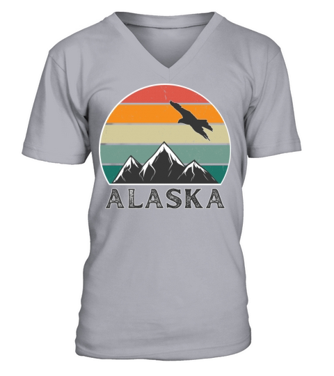 Retro Vintage Sunset Alaska V-Neck T-shirt