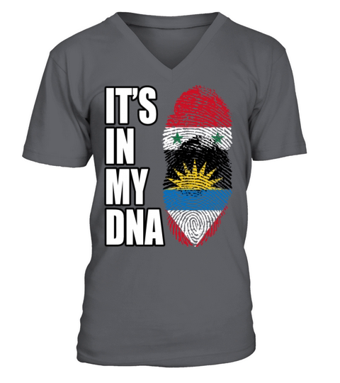 Syrian And Antiguan Vintage Heritage DNA Flag V-Neck T-shirt