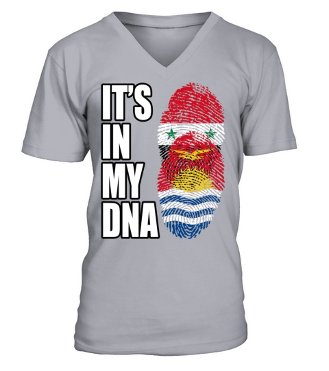 Syrian And Kiribati Vintage Heritage DNA Flag V-Neck T-shirt